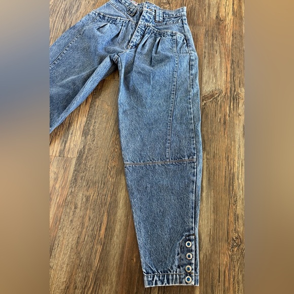 Nuovo High Rise Mom Jeans Womens 7 Double Yoke Blue Jewel Buttons Vintage 80s - Picture 12 of 16